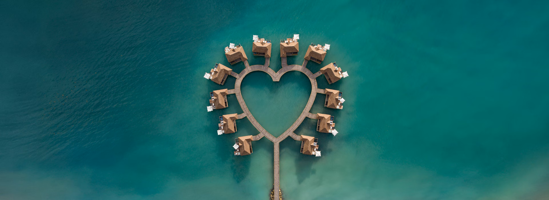View from above of Sandals South Coast overwater bungalows