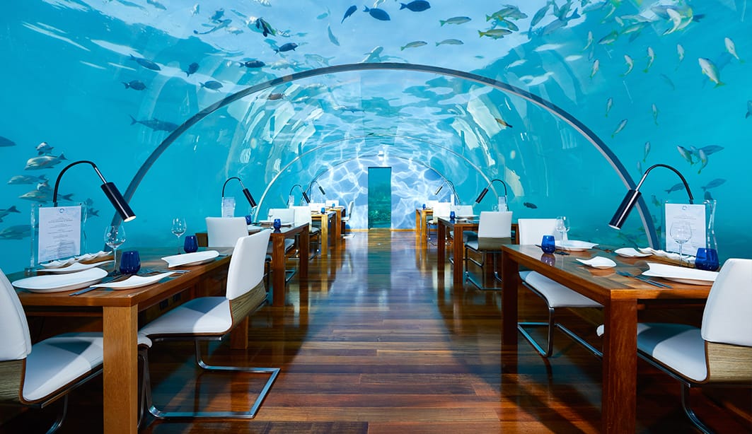 Ithaa Underwater Restaurant at Conrad Maldives.